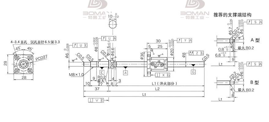 KURODA GP0802DS-AAFR-0250B-C3S 黑田滚珠丝杠销售